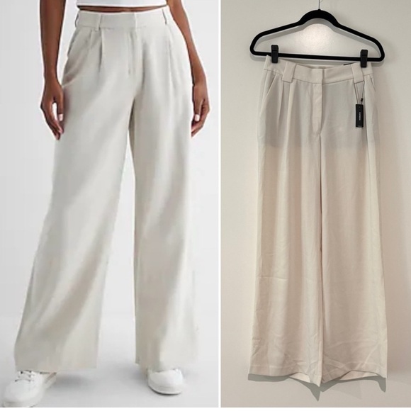 Express stylist high rise Off-White Wide-Leg Pants 8R - Picture 2 of 10